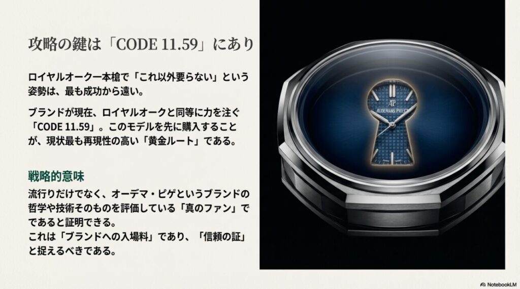 ロイヤルオーク攻略の鍵となるCODE 11.59購入の戦略的意味と信頼構築