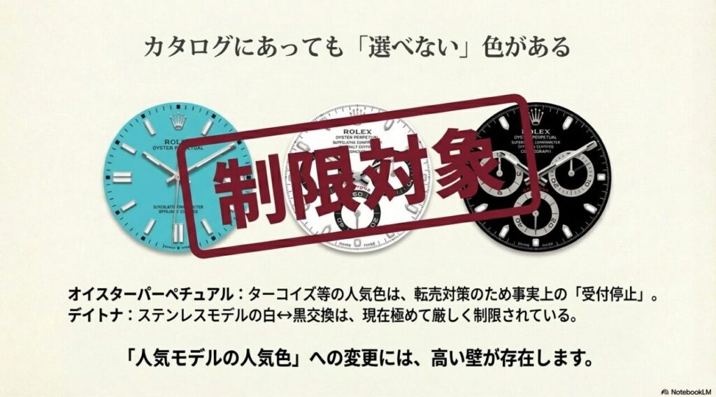 ロレックス オイスターパーペチュアル ターコイズ 交換制限 デイトナ 白黒