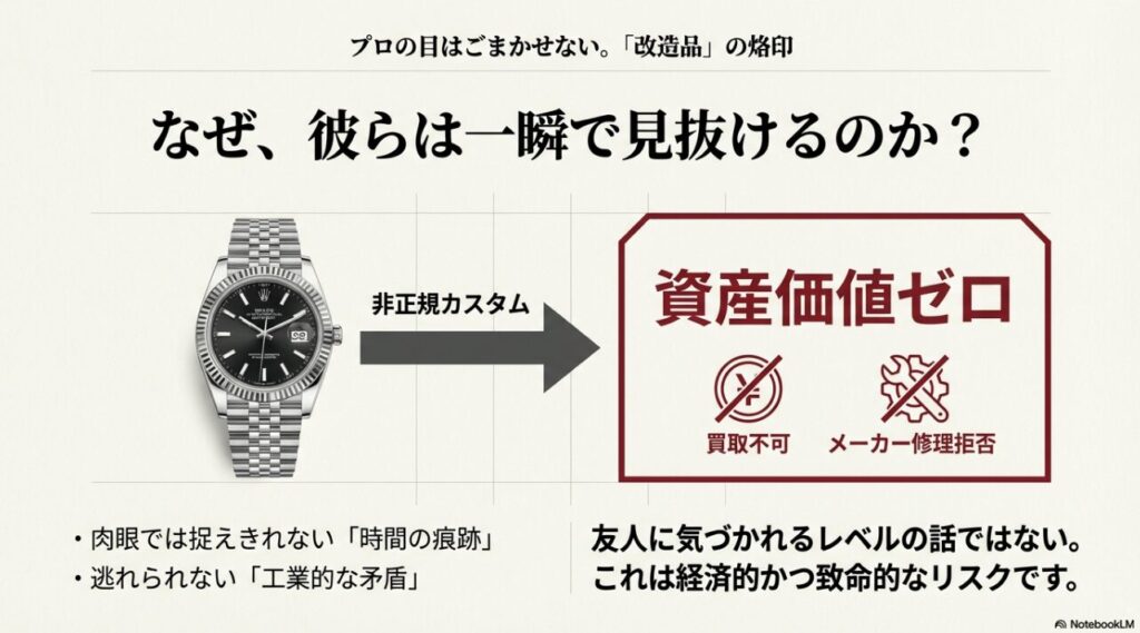 ロレックス 改造品 バレる リスク 買取不可 資産価値ゼロ