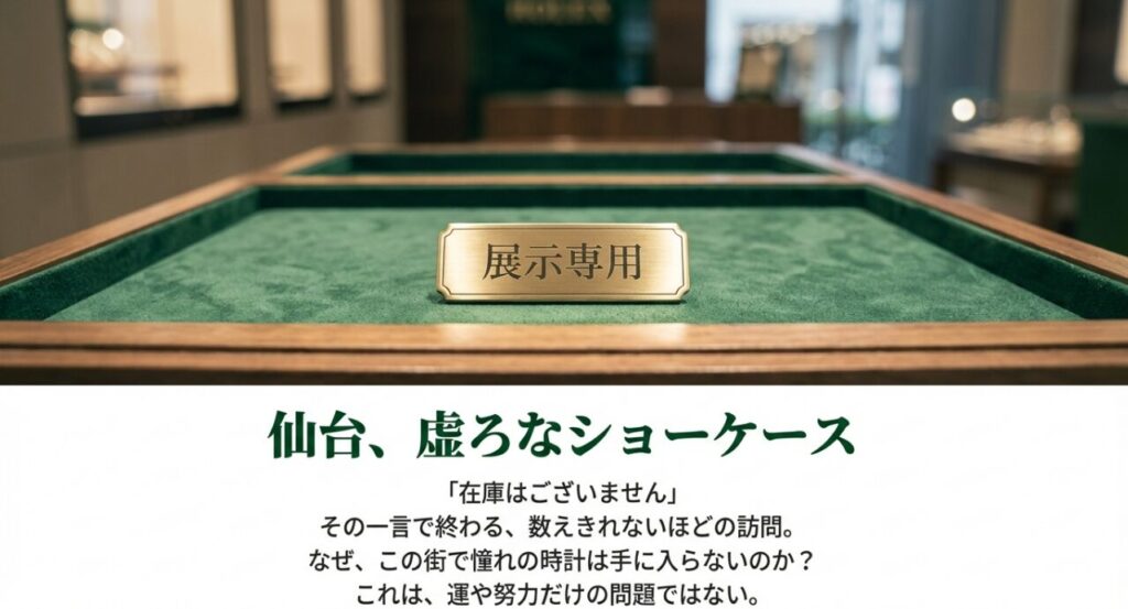 仙台でロレックスが買えない現状とショーケースが空のイメージ