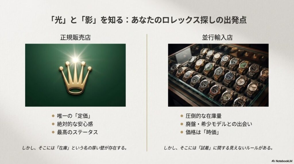 ロレックス正規販売店と並行輸入店の特徴比較