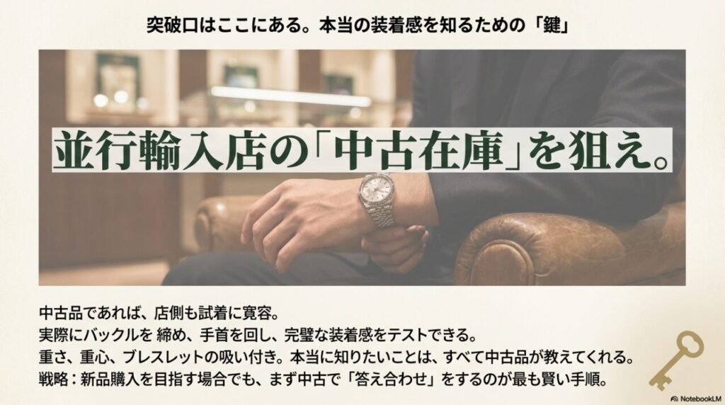 並行輸入店の中古在庫を活用したロレックス試着戦略