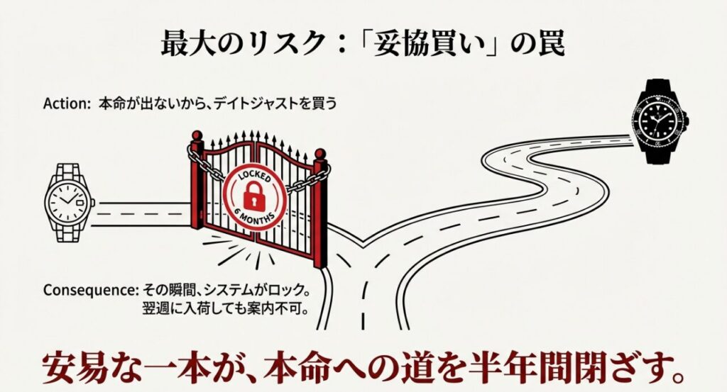 本命以外を買うとシステムが6ヶ月ロックされる妥協買いの罠とリスク。